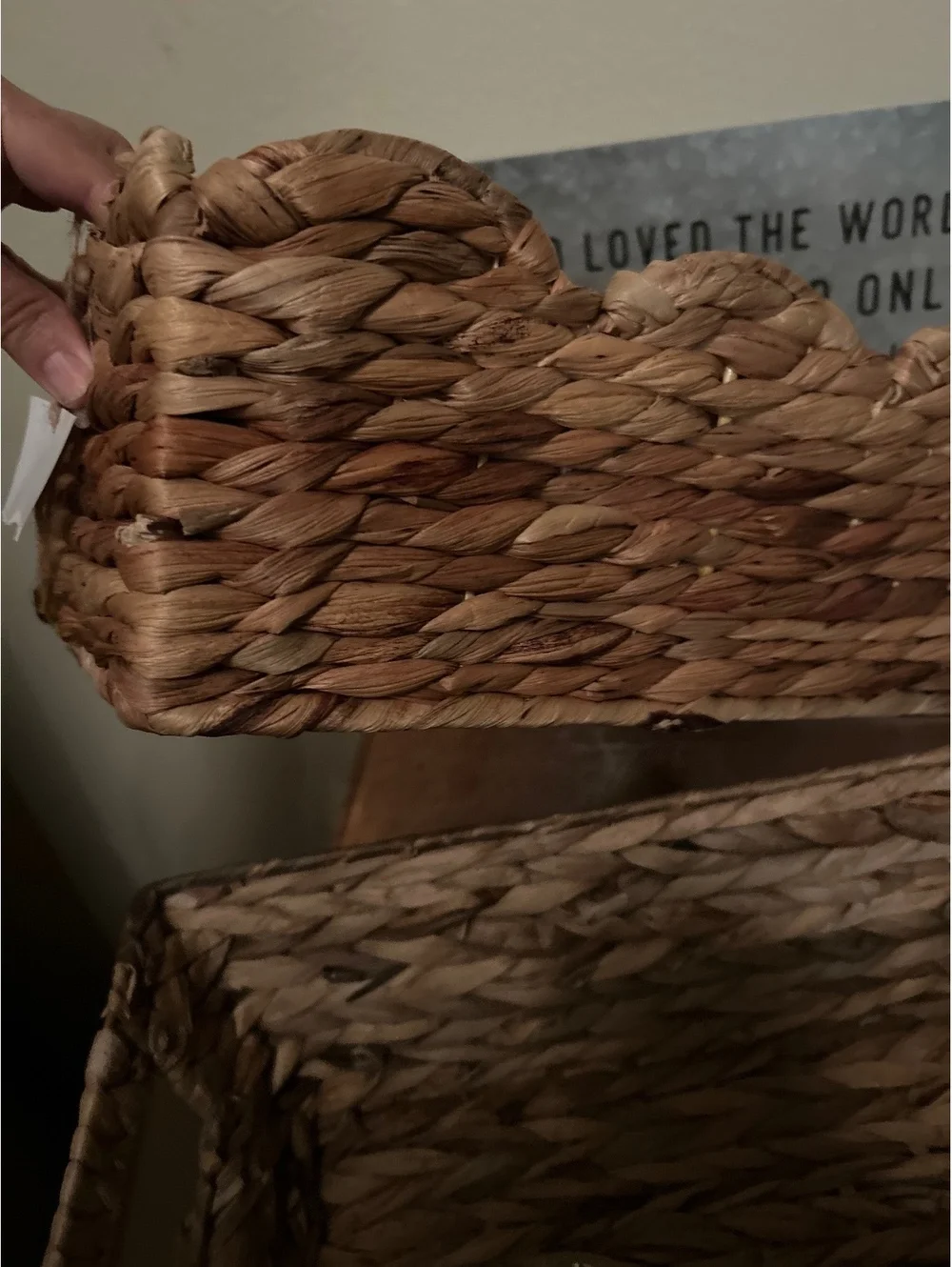 Handwoven Natural Water Hyacinth Storage Baskets Set of 2